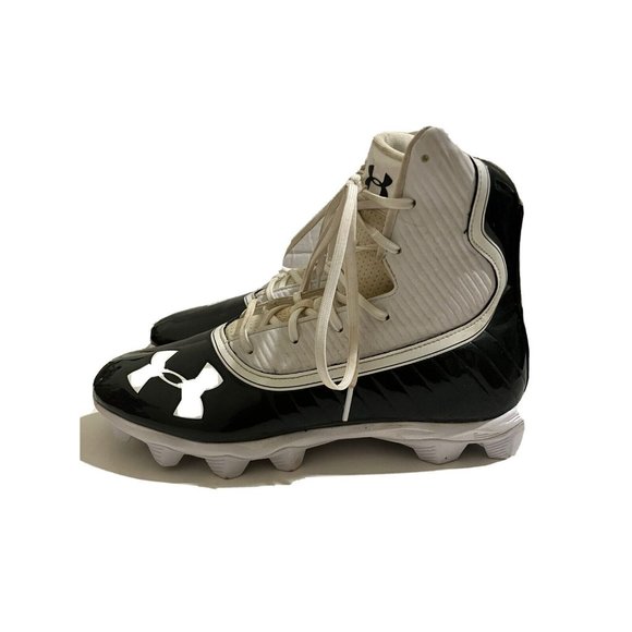 Under Armour Men's Size 10.5 black white HI top Highlight cleats Athletic Shoes - Picture 3 of 8